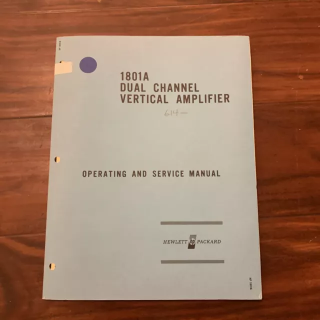 HP 1801A Dual Channel Vertical Amplifier Operating & Service Manual 01801-90901