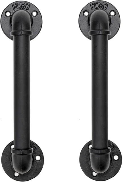 Set of 2 Industrial Pipe Door Pull Handle, Grab Bar, Towel Bar