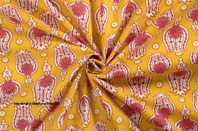 Main Bloc Imprimé Floral Indien 100% Coton Voile Tissu Couture 2.3m Artisanat