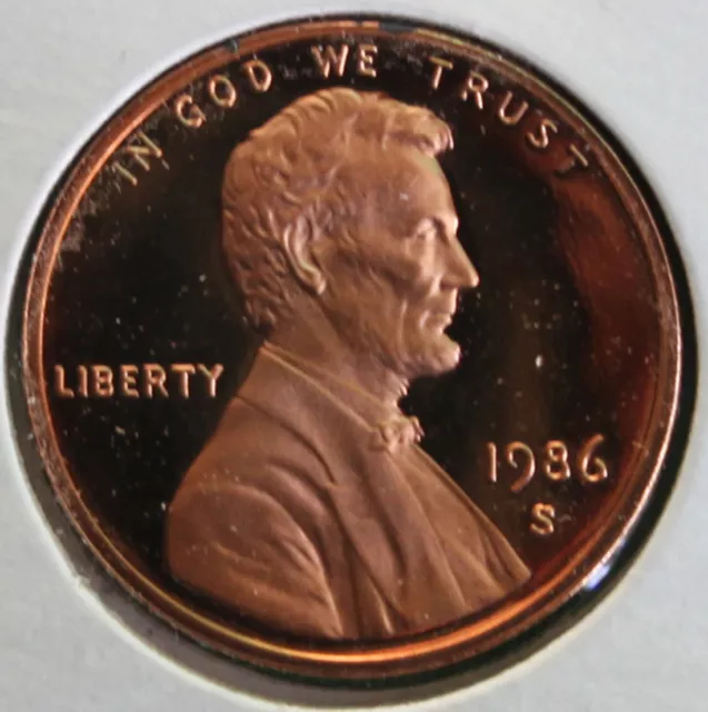 1986 S Lincoln Penny One-Cent Proof U.S. Mint Coin 1c from Proof Set