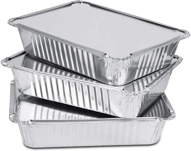 Aluminium Foil Food Containers with Lids Takeaway Rectangular Baking Trays