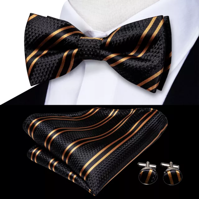 Mens Bowtie Adjustable Gold Pink Black Solid Gold Pink Wedding Necktie Bow Tie