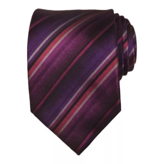 ALFANI Mens Classic Tie 3.25 Purple Stripe 100% Silk Dress Suit Designer Necktie