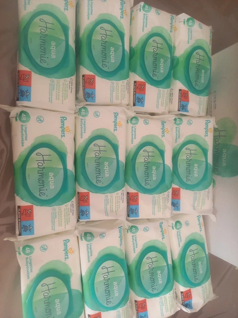 12 paquets de 48 Lingettes humides pampers harmonie aqua sans alcool neuf.