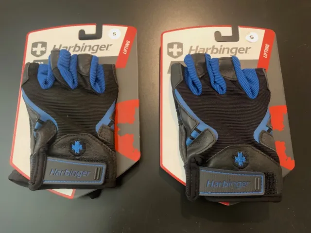 2x Harbinger Pro Weight Lifting Gloves Blue Small