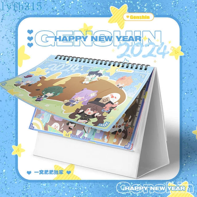 GENSHIN IMPACT 2024 Desk Calendar Desktop Tabletop Schedule Calendar