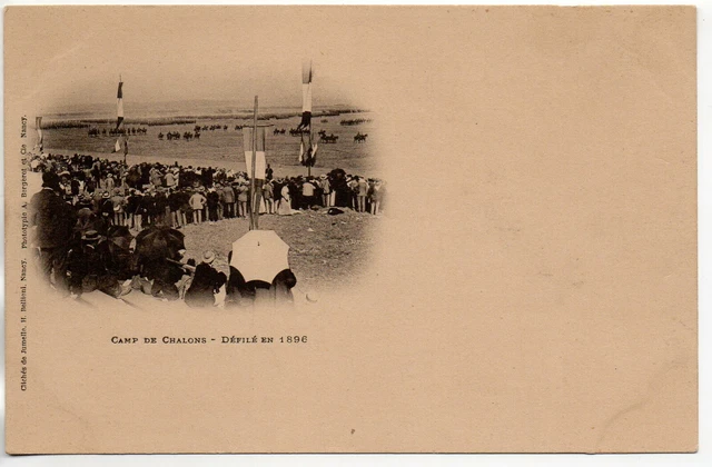 CHALONS SUR MARNE - Marne - CPA 51 - Militaires - camp carte nuage 1896 défilé