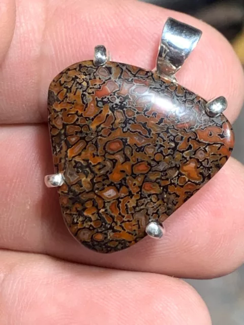 Utah dino gem bone sterling silver pendant
