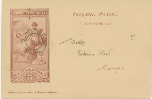 ARGENTINIEN 1.5.1903, 5 C 50. Jahrestag Santa Fe Constitutional Congress GA FDC!