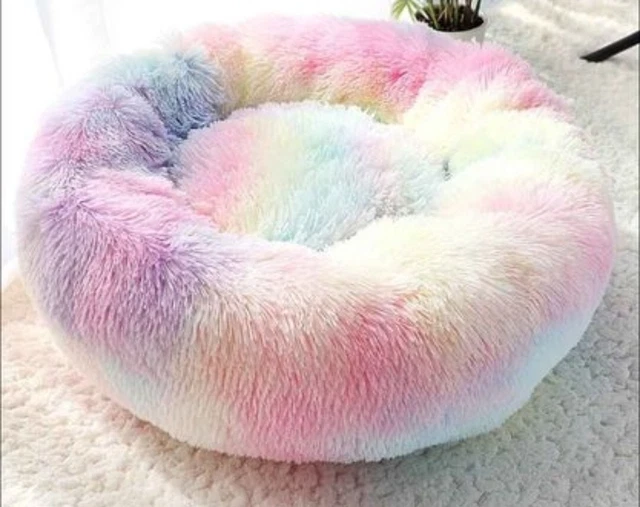 Small Dog Bed cat Warm Pet Calming NEW Beds Comfy Fluffy thick Donut Washable