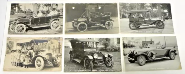 Lot of 6 Vintage Postcards - Old Car Automobiles Early 1900s