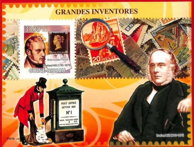 A0737- Guinea-Bissau ERROR IMPERF 2009  people Rowland Hill Stamps Марки