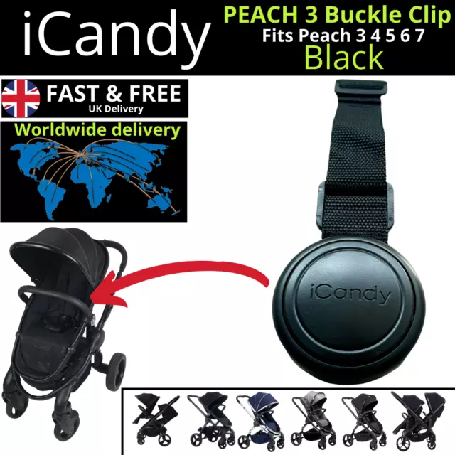 iCandy Peach 3 4 5 6 7 Kinderwagen JET SCHWARZ MAGISCH Schultergurt Riemen SCHNALLE Clip