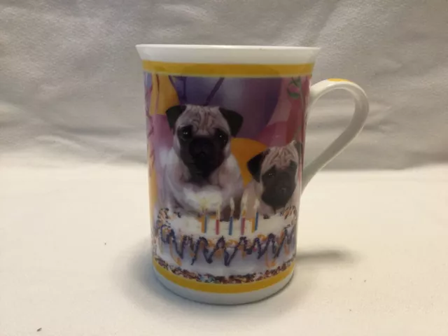 Danbury Mint Porcelain Purely Pugs Dog Collector Mug Party Time Coffee or Tea