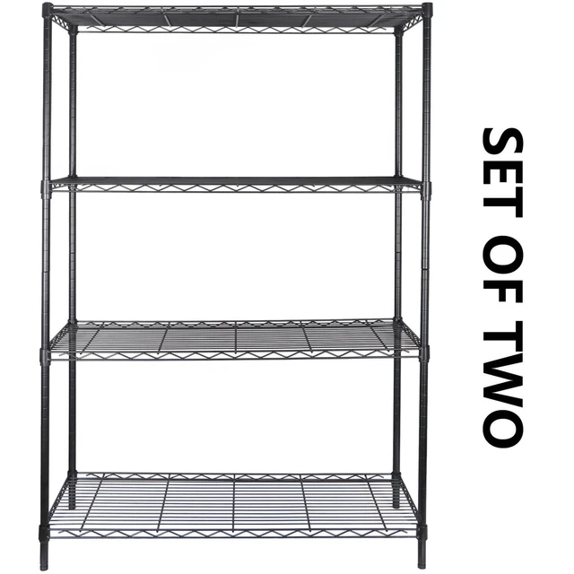 2x Steel Wire Shelf Rack Heavy Duty Storage Shelving Unit Kitchen Pantry 4 Tier