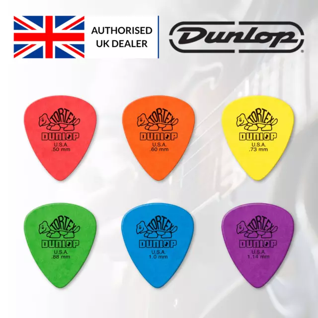 Jim Dunlop Tortex Standard Plectrums 12 Pack Choose Your Size (0.50 to 1.14mm)