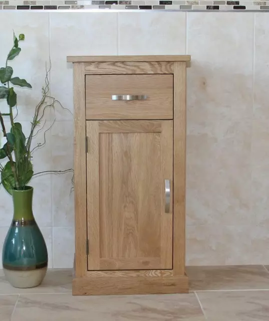 Oak Bathroom Furniture Small Vanity Cabinet | Cupboard with Shelving Storage 300