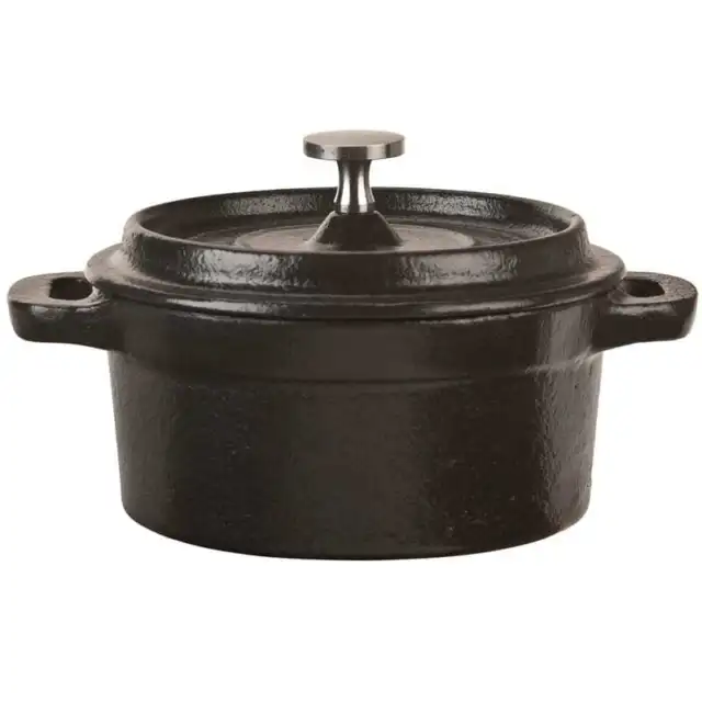 World Tableware CIS-25 Cast Iron Round 9 Ounce Dutch Oven with Lid