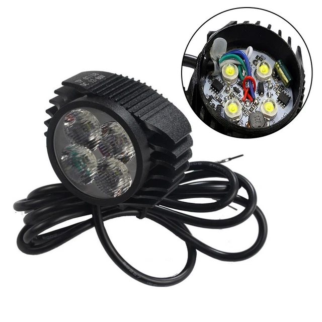 Phare Avant LED Pour Vélo électrique - 12-48V, étanche, Montage Fourche, Connecteur 3 Broches