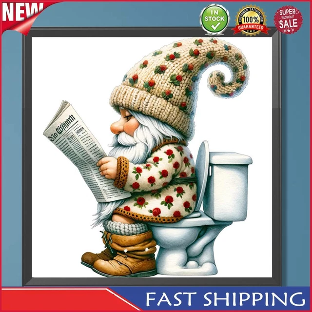 5D DIY FULL Round Drill Diamond Painting Toilet Gnome Decor Art Craft ...
