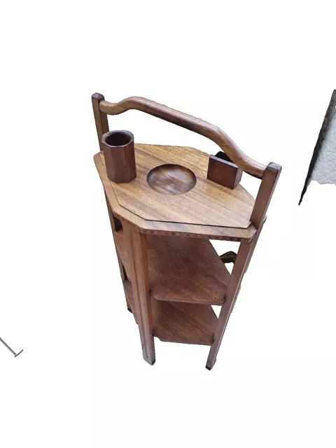 Ancien meuble de fumeur Art-Déco octogonal en bois de noyer-avec anse portative 3