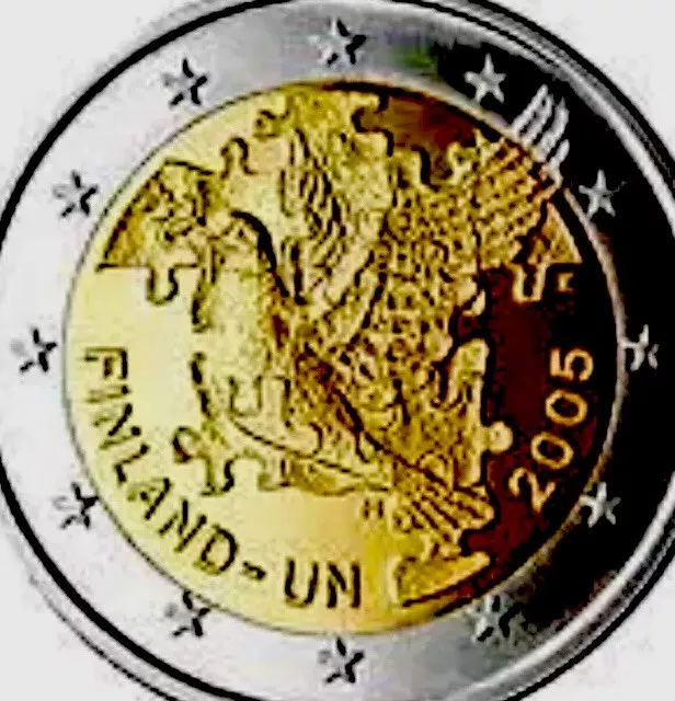 Finland 🇫🇮Coin 2€ Euro 2005 Comm. 60y Years UN ONU UNC f.Rolls Dove Animal