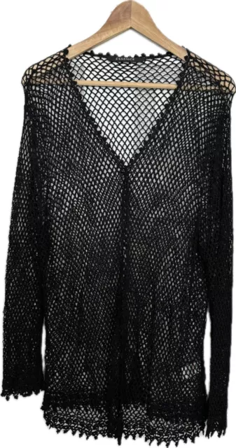 Ladies Essence Evans Crochet Knit Cardigan Cover Up Size 26/28 Black BNWOT