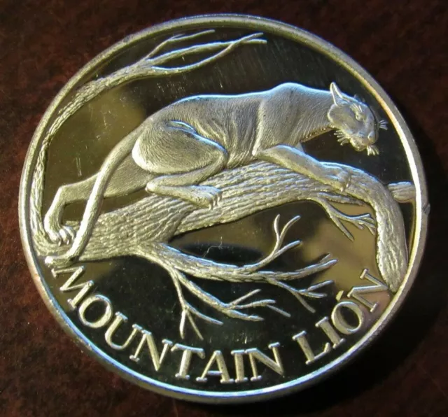 Mountain Lion North American Wildlife Series 2 Troy Oz. .999 Fine Silver Round