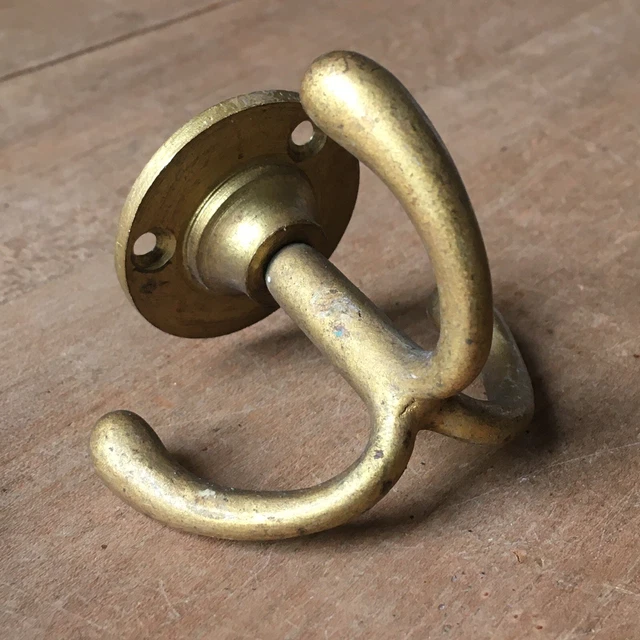 Brass Triple Coat Hook Wardrobe Victorian Style Original Reclaimed Vintage
