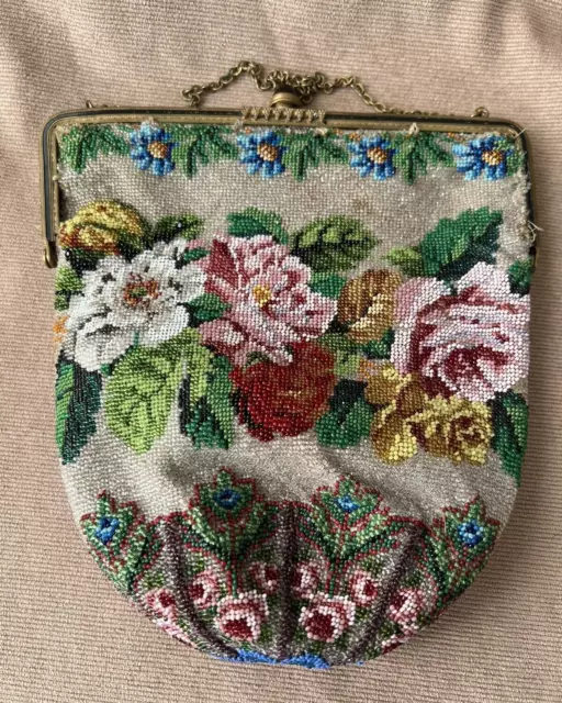 Jugendstil Damen Tasche Hand Tasche Beutel Mit Perlen Stickerei