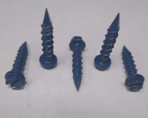 1/4X2 1/4 Slotted Hex Washer Concrete Screw No Drill Bit Blue Perma Seal (Pack