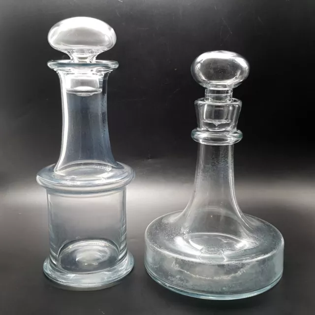 X2 Holmegaard Glass Decanters Carafe Pitcher Danish Bottles Scandinavian Lütken