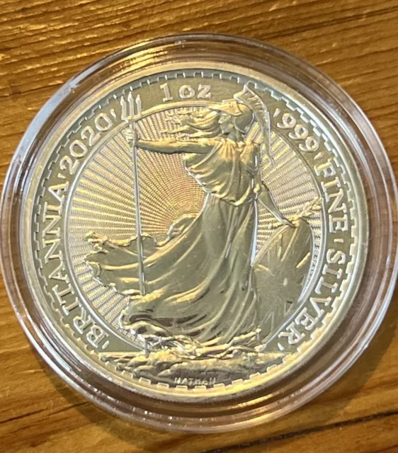 2020 One Ounce Fine Silver (999) Britannia,Queen Elizabeth Ii-2020-Uncirculated.