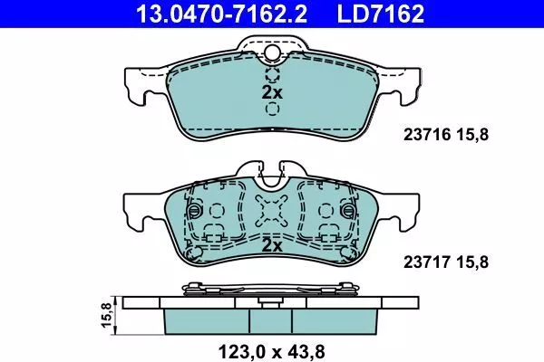 Bremsbelagsatz Keramik Ate 13.0470-7162.2 Hinterachse Für Mini R50 R53