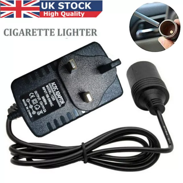 Car Cigarette Lighter 240V 3Pin Mains Plug to 12V Socket Adapter Converter AC/DC