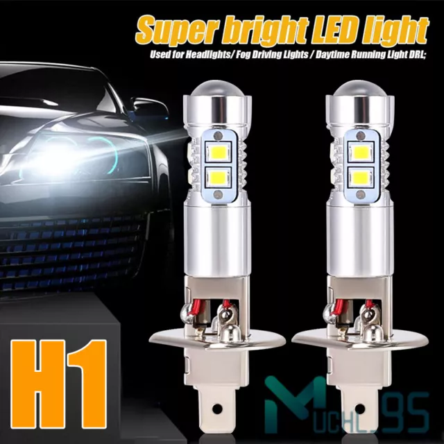 2x H1 LED Headlight Bulbs Conversion Kit High Low Beam Super Bright 6500K White