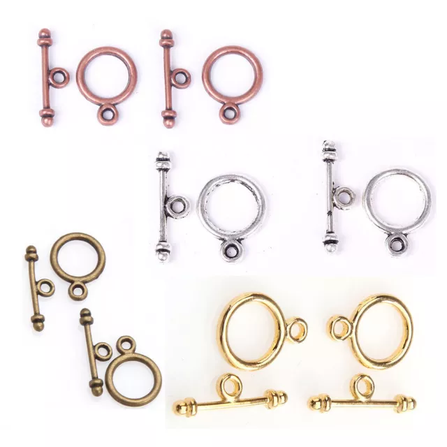 30 Sets Lot Tibetan Silver Round Toggle Clasp Jewelry Making Findings Y1