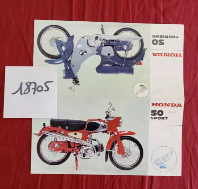 N°18705 /  HONDA 50 sport et 50 tourisme dépliant en français  1964