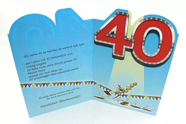GEBURTSTAGSKARTE 40 JAHRE Karte Geburtstag vierzig Klappkarte mit