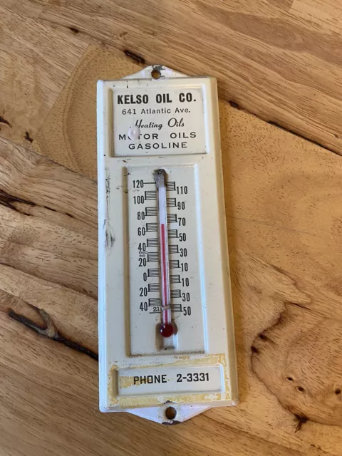 Vtg advertising Thermometer/ Kelso Oil Co. enameled metal