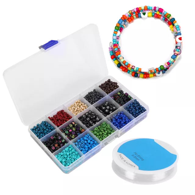 DIY Craft Round Quadrate Beads Kit Bracelet Necklaces Crafting Jewelry Makin ZZ1