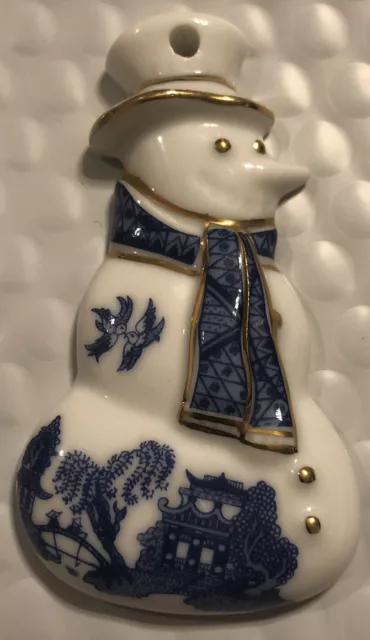 Cardew Blue by Paul Cardew Snowman Christmas Ornament Blue & White 3.5” EUC