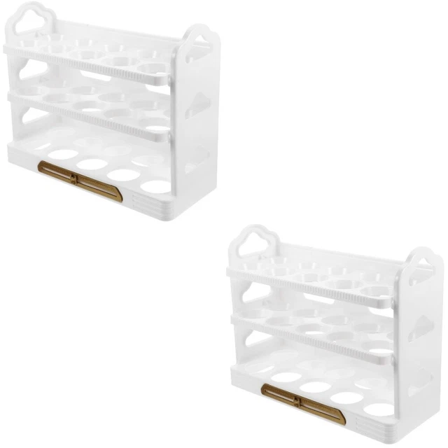 2 piezas Refrigerador Estuche de huevos Refrigerador Espacio Lateral Almacenamiento de Huevos Estante de 3 Capas Huevos