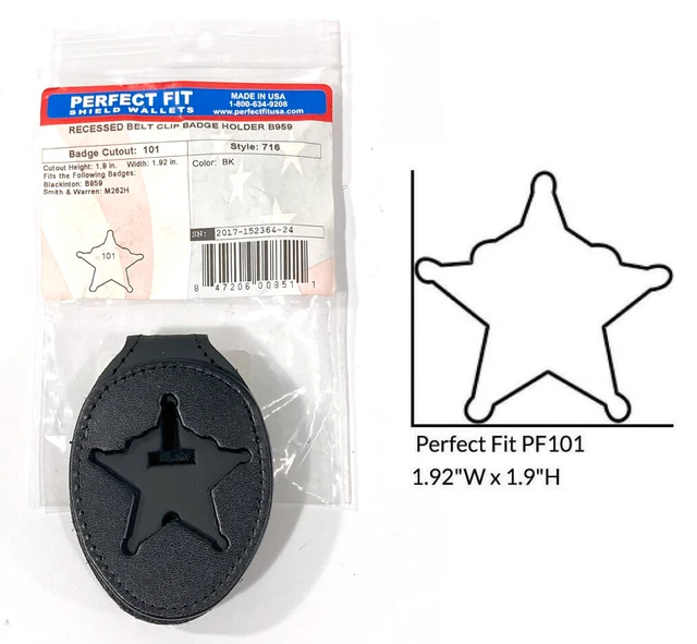 Perfect Fit 716 Leather Shield Belt Clip Badge Holder B959 Cut 101  5 Point Star
