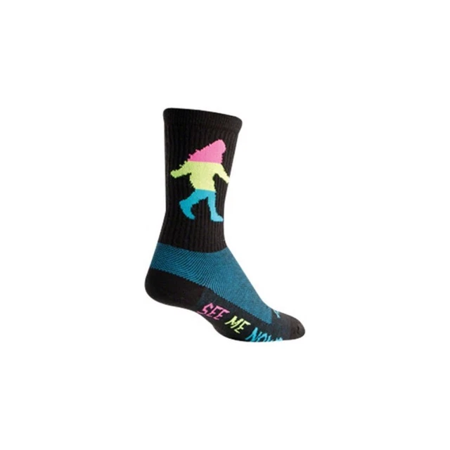 SockGuy Unisex 6 inch Durable Wool Neon Sasquatch Bi-Cycle Riding Socks - Black