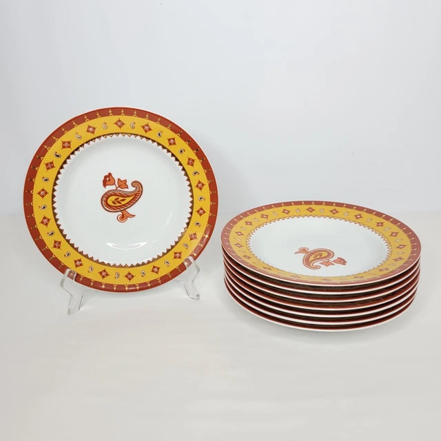 8 anciennes assiettes dessert céramique Genevieve Lethu vintage - Arts de la table