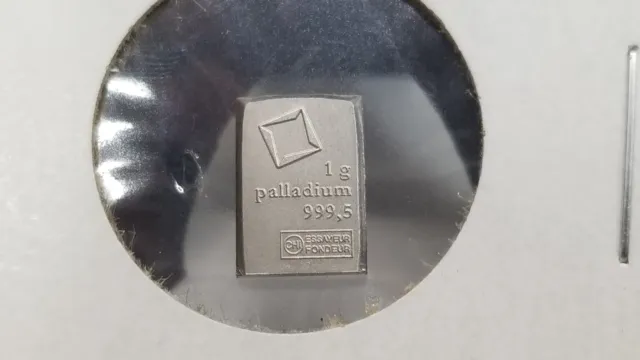 1 gram Valcambi Suisse .9995 Fine Palladium 1g Fractional Bar Ingot