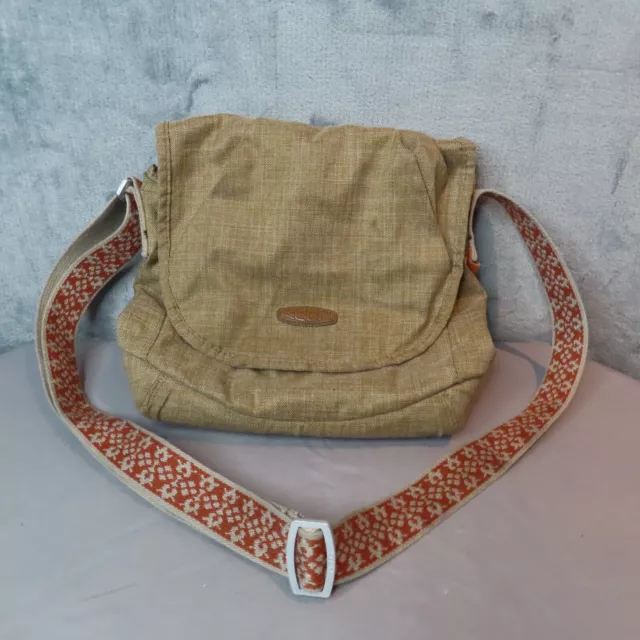 KEEN Crossbody Bag Brooklyn II Purse Beige Cross hatch Orange Canvas Adjustable