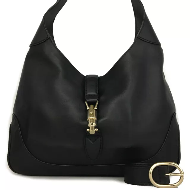 GUCCI New Jackie Black Leather Sholder Tote Bag/4W0711