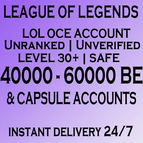 NA League of Legends Unranked Smurf LOL 40K 50K 60K 70K 80K 100K